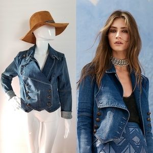 NWT XS Free People Denim Coat Jacket Blazzer
